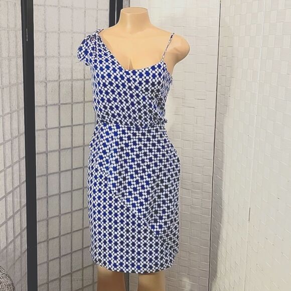 BRAND NEW BANANA REPUBLIC TIE-SHOULDER GEOMETRIC DRAPE DRESS - Picture 3 of 13